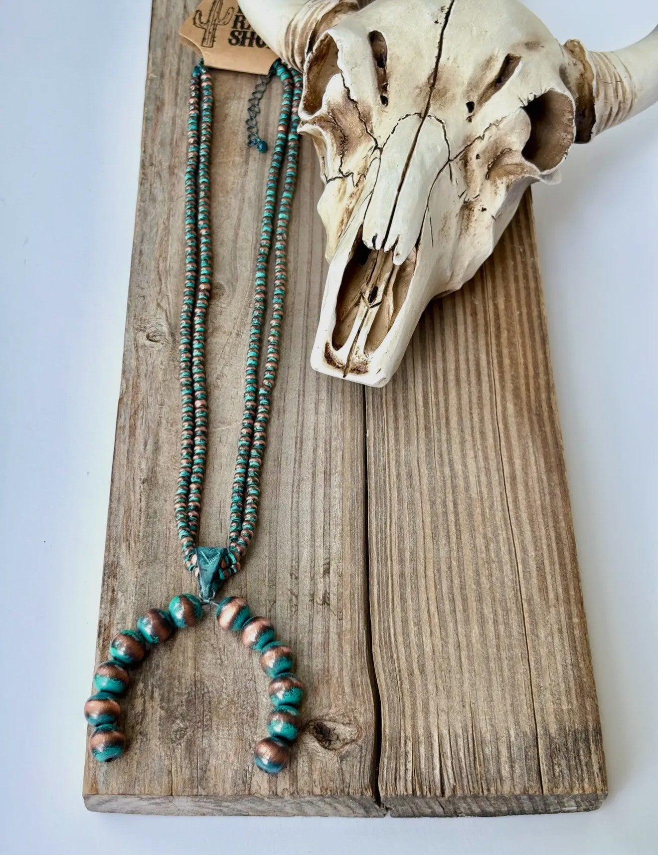 2 Layered Western Navajo Pearl Necklace- Patina
