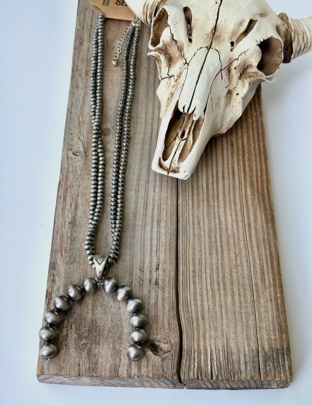 2 Layered Western Navajo Pearl Necklace- Silver