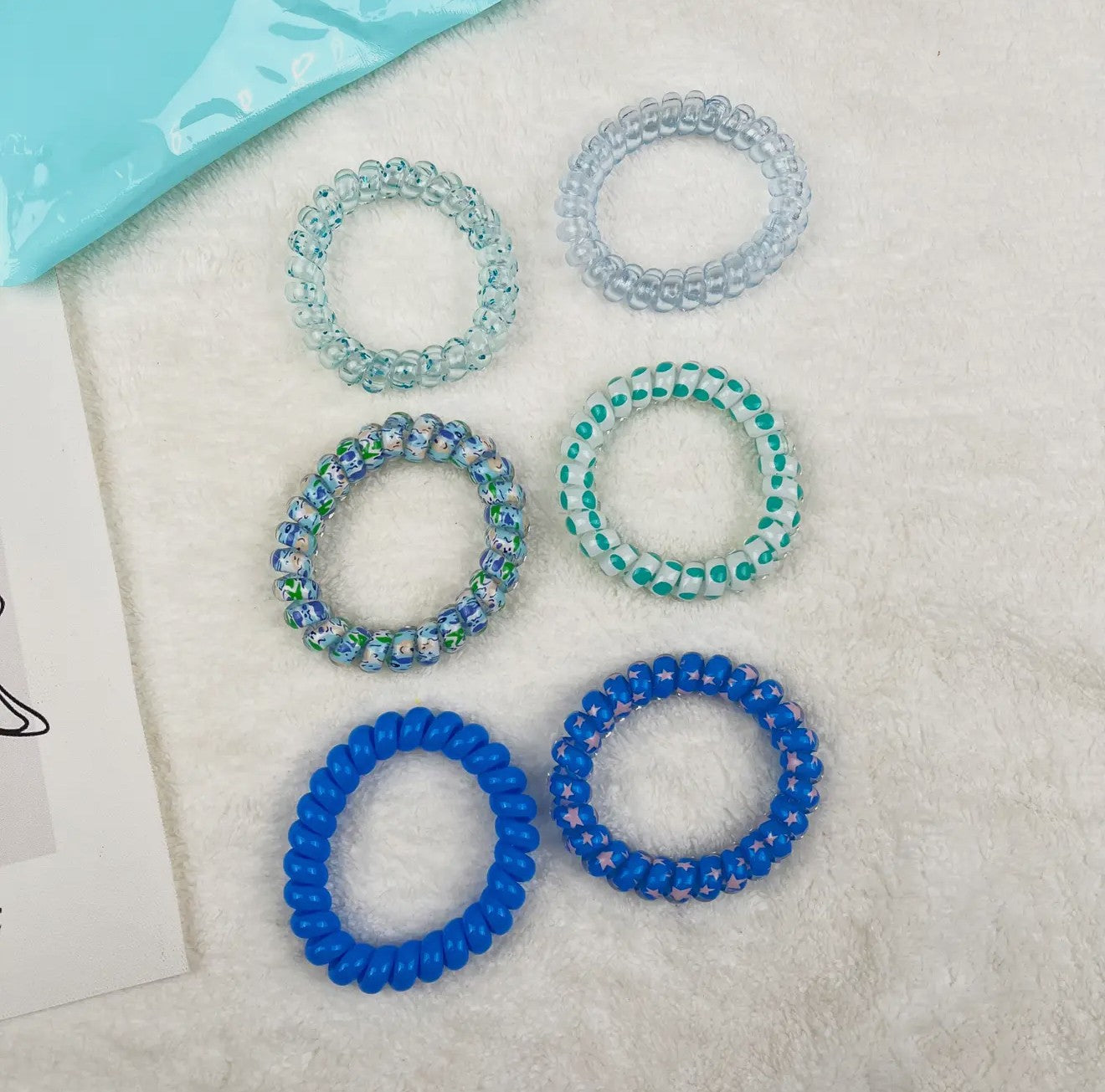 6 Pcs Gradient Color Cord Hai rTie-Blue