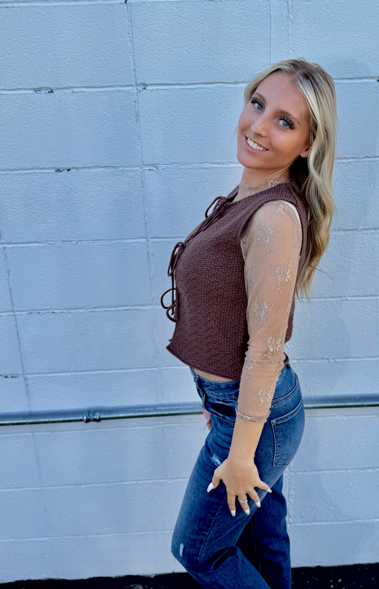 Tie Front Sweater Vest