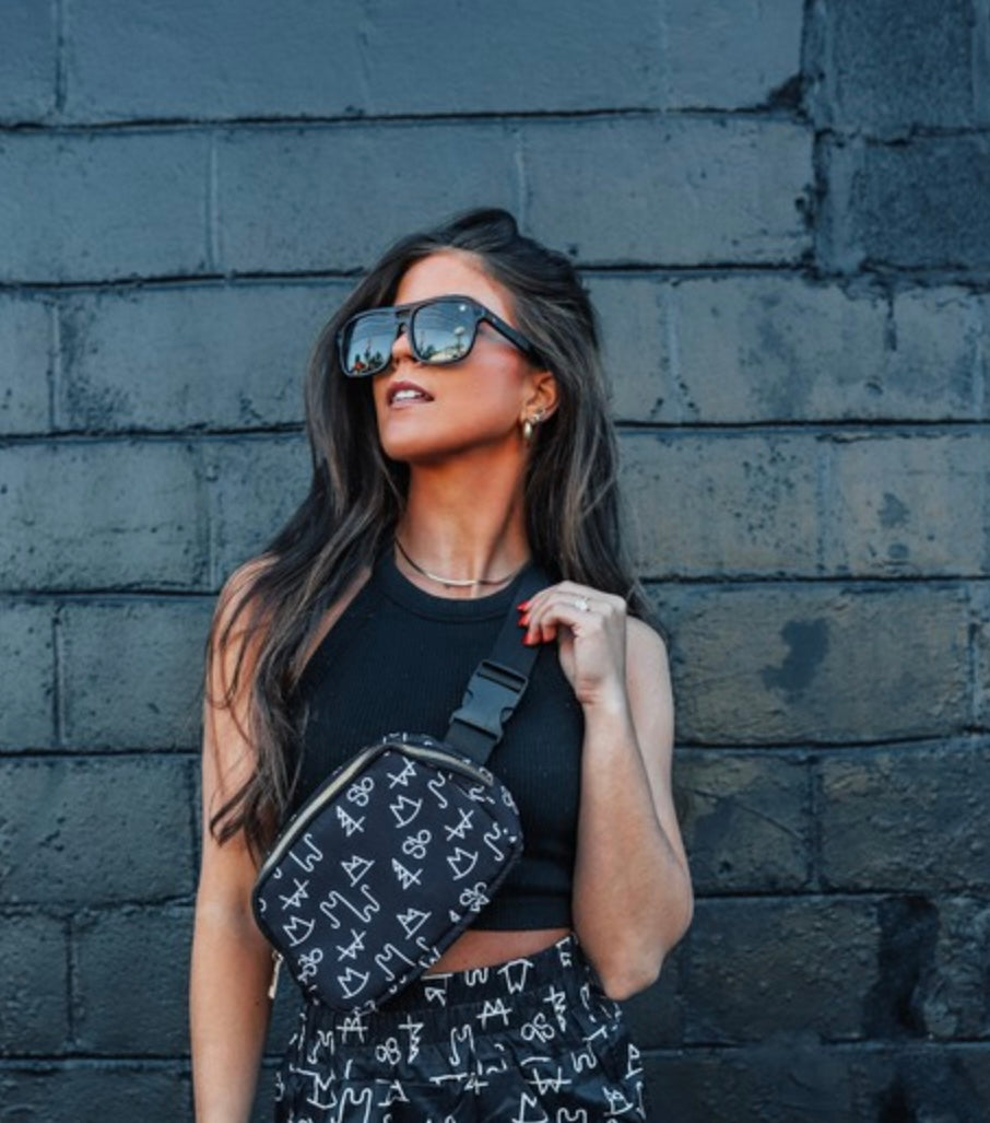 Black Branded Crossbody