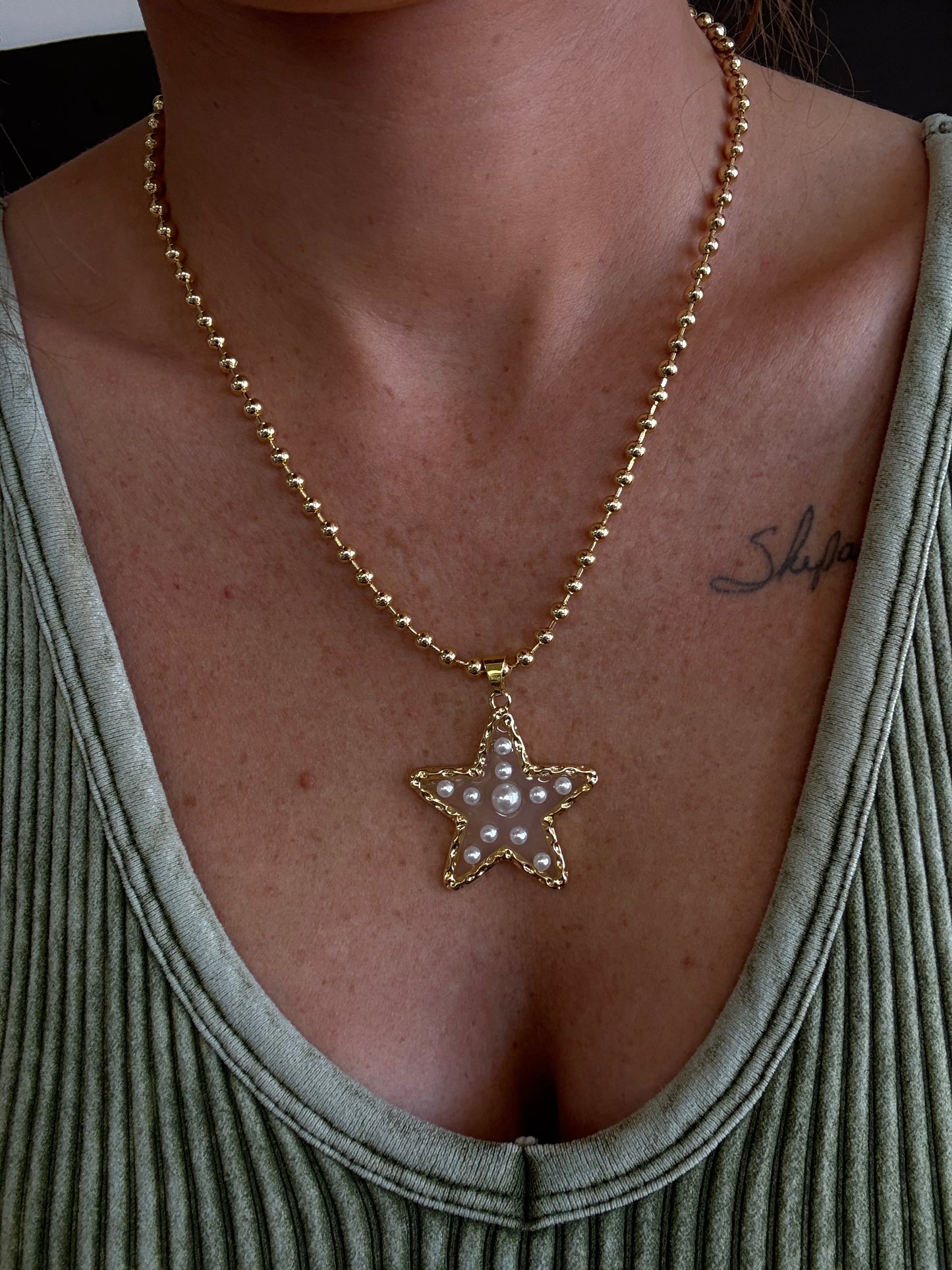 Beaded Necklace with Star Pendant