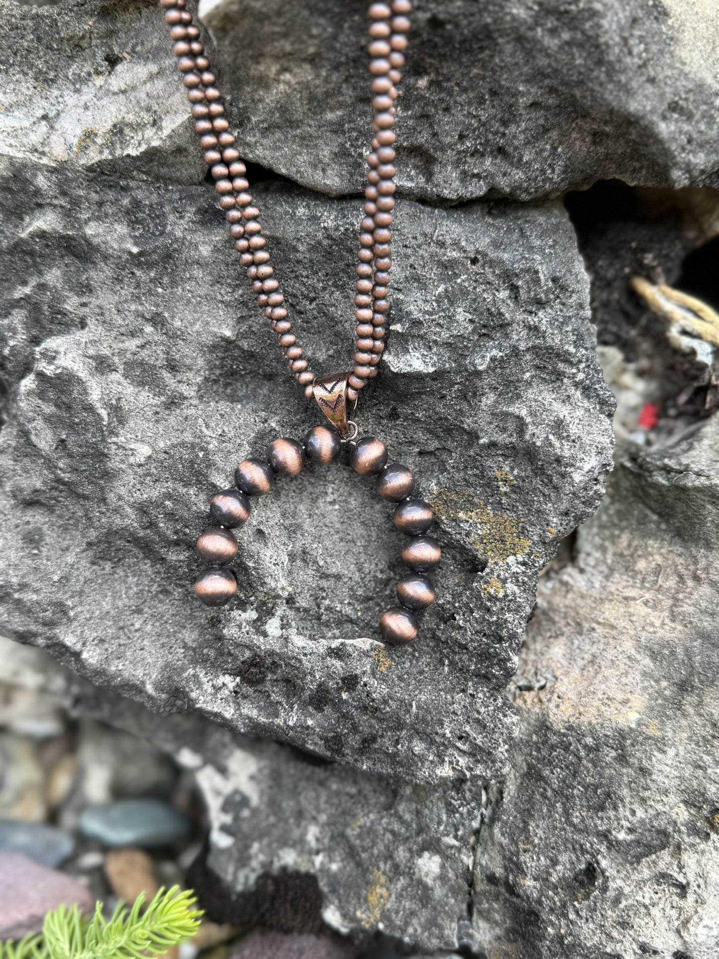 2 Layered Western Navajo Pearl Necklace- Copper