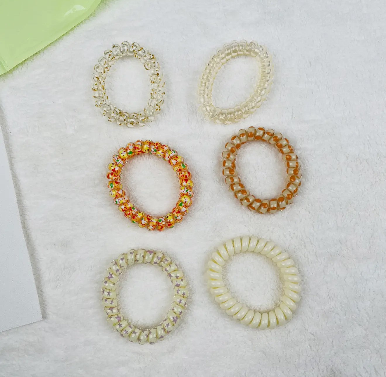 6 Pcs Gradient Color Cord Hair Tie-Yellow