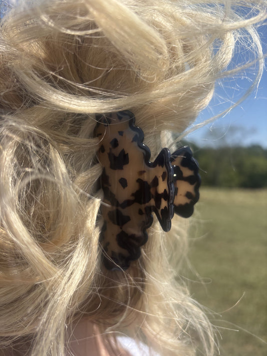 Artistic Wave SpottedTie Dye Claw Clip-Black-Light Brown