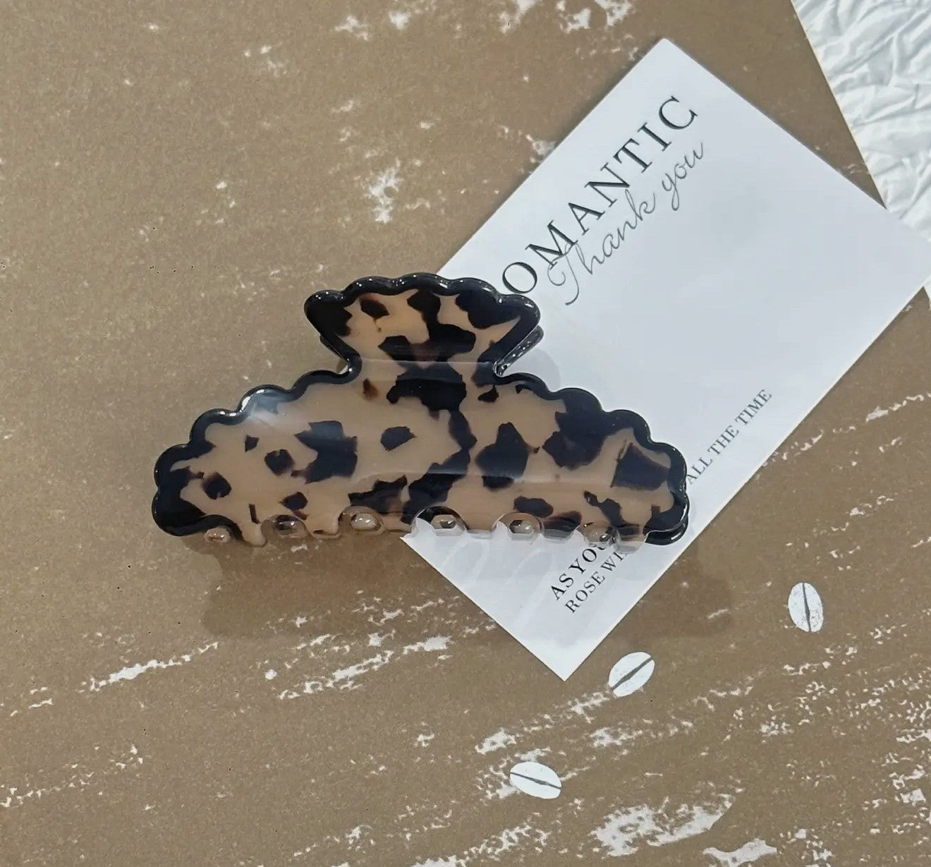 Artistic Wave SpottedTie Dye Claw Clip-Black-Light Brown