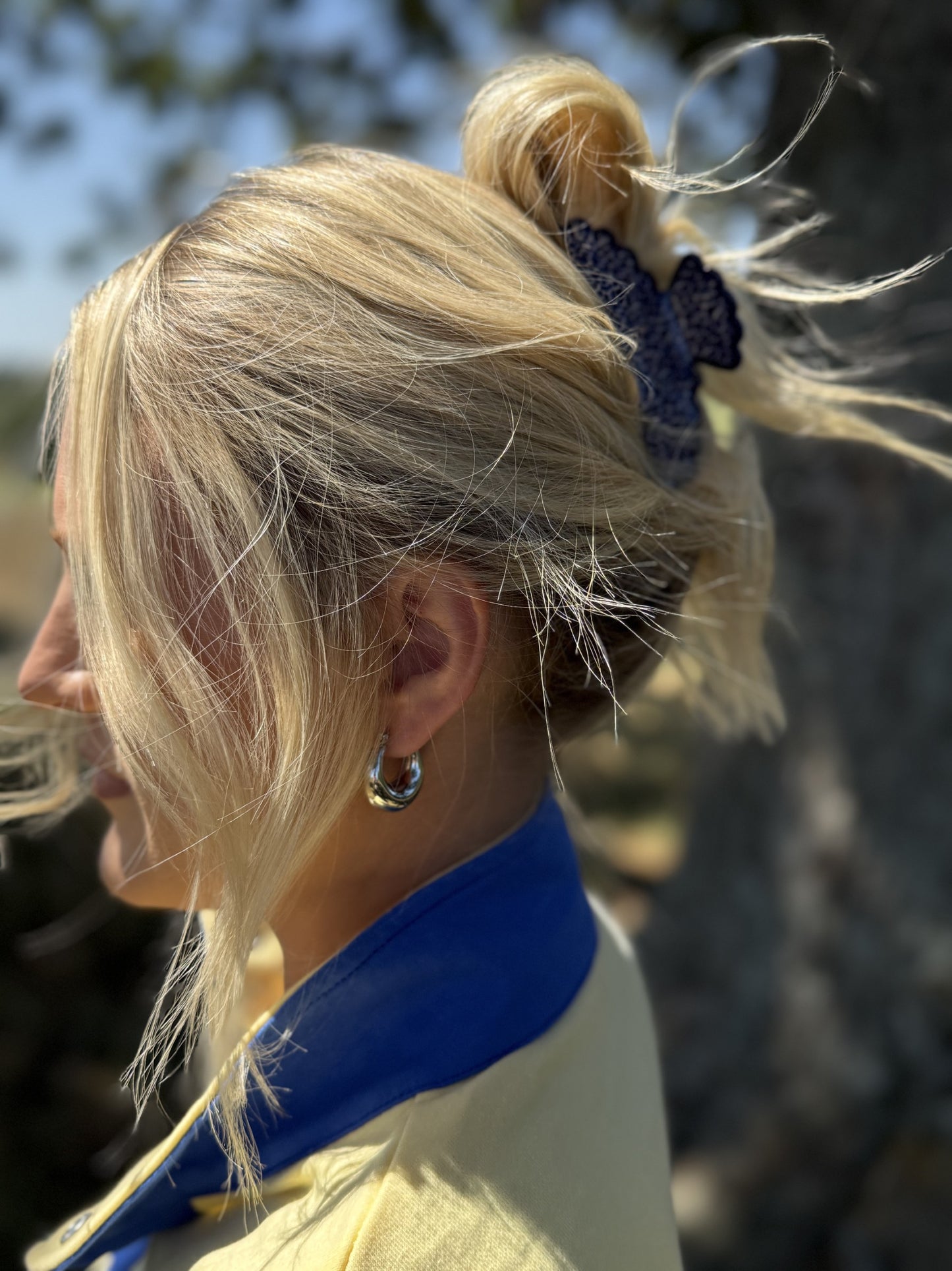 Artistic Wave Spotted Tie Dye Claw Clip-Dark Blue