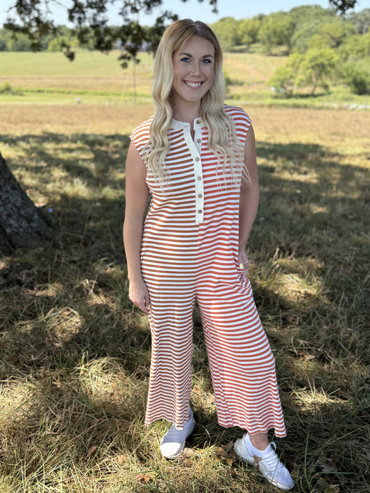 Colorblock Striped Sleeveless Jumpsuit