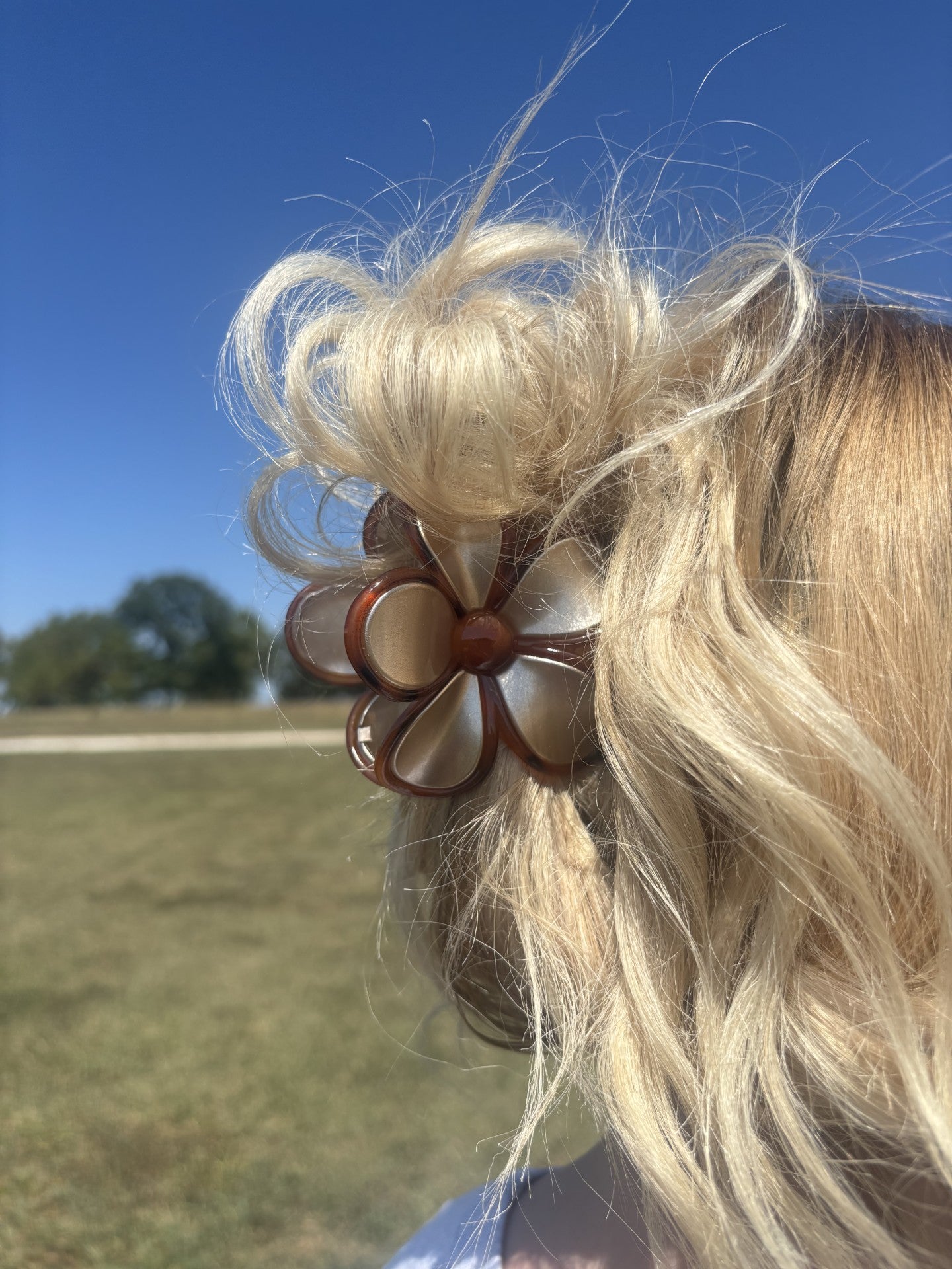 Elegant Two-Color Flower Claw Clip-Gold