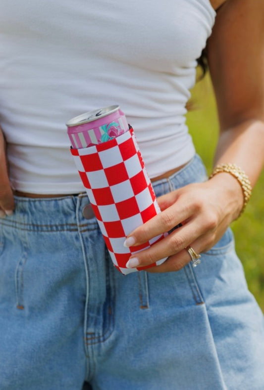 Red Checkered Koozie