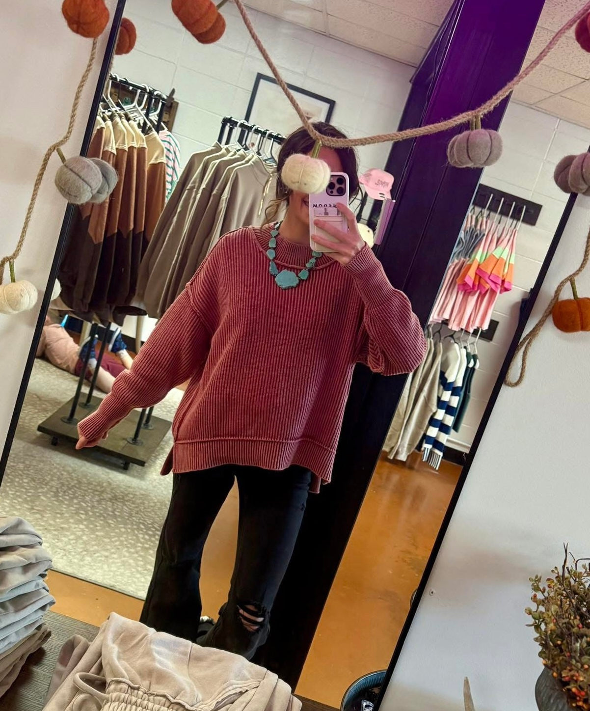 Washed Side Slit Oversized Sweater