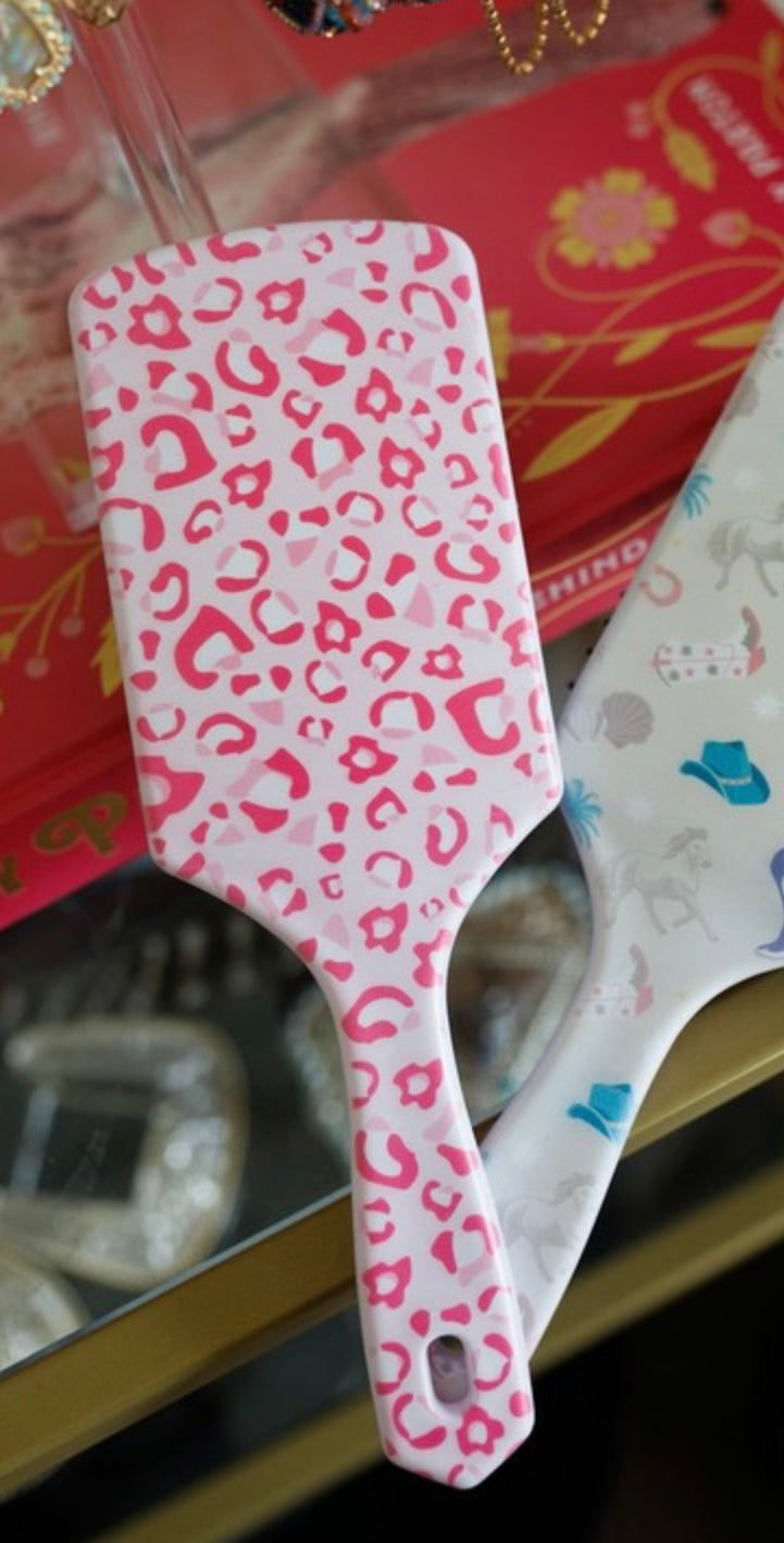 Pink Leopard Hairbrush