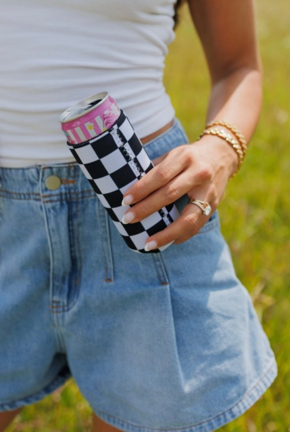 Black Checker Koozie