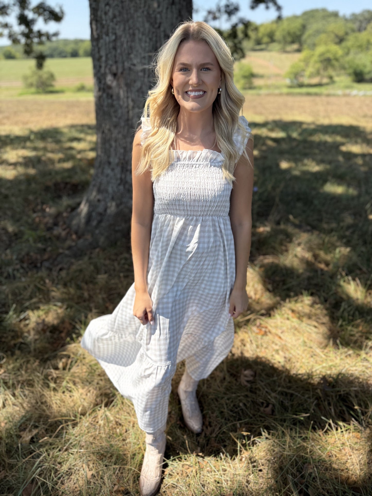 Gingham Smocked Maxi Dress