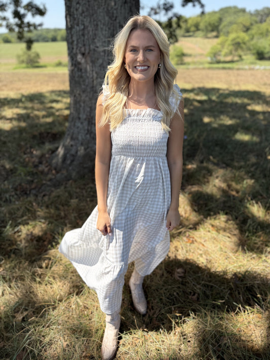 Gingham Smocked Maxi Dress