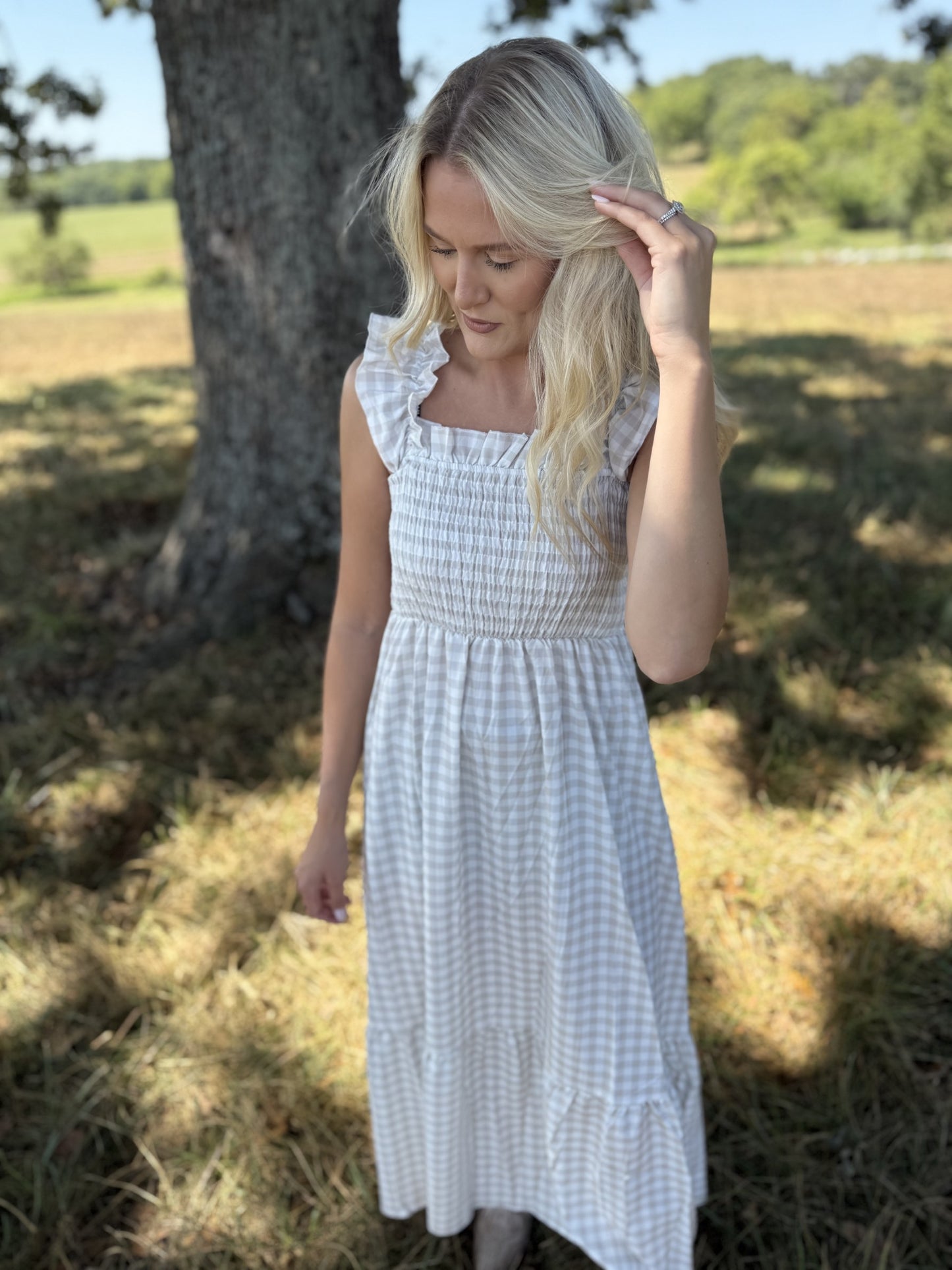 Gingham Smocked Maxi Dress