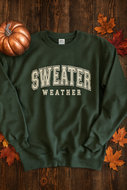 Sweater Weather Crew Neck Sweatshirt-Olive