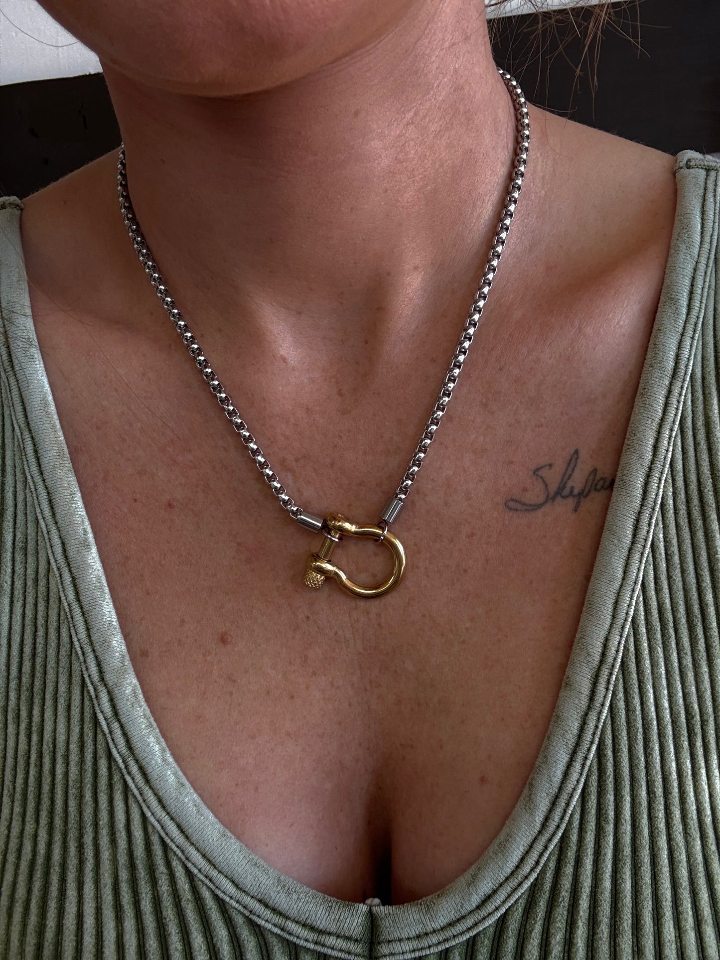 18k Gold Plated Stainless Steel Rope Buckle Necklace