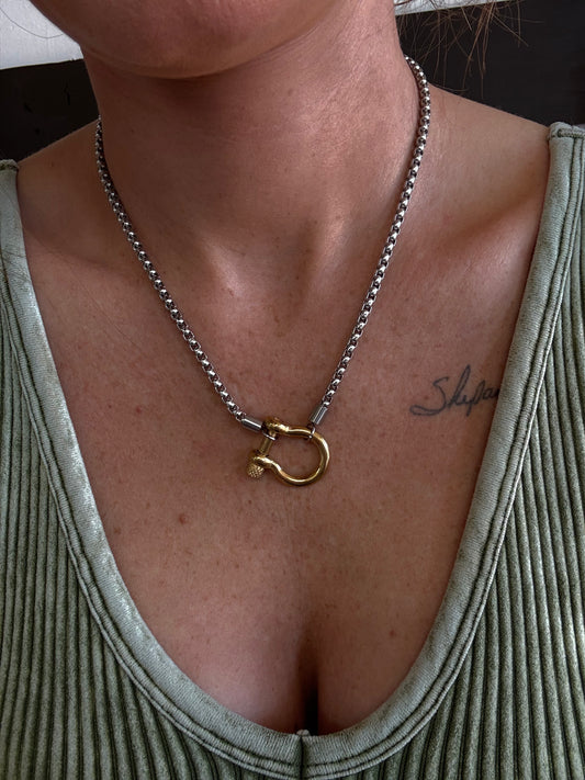 18k Gold Plated Stainless Steel Rope Buckle Necklace