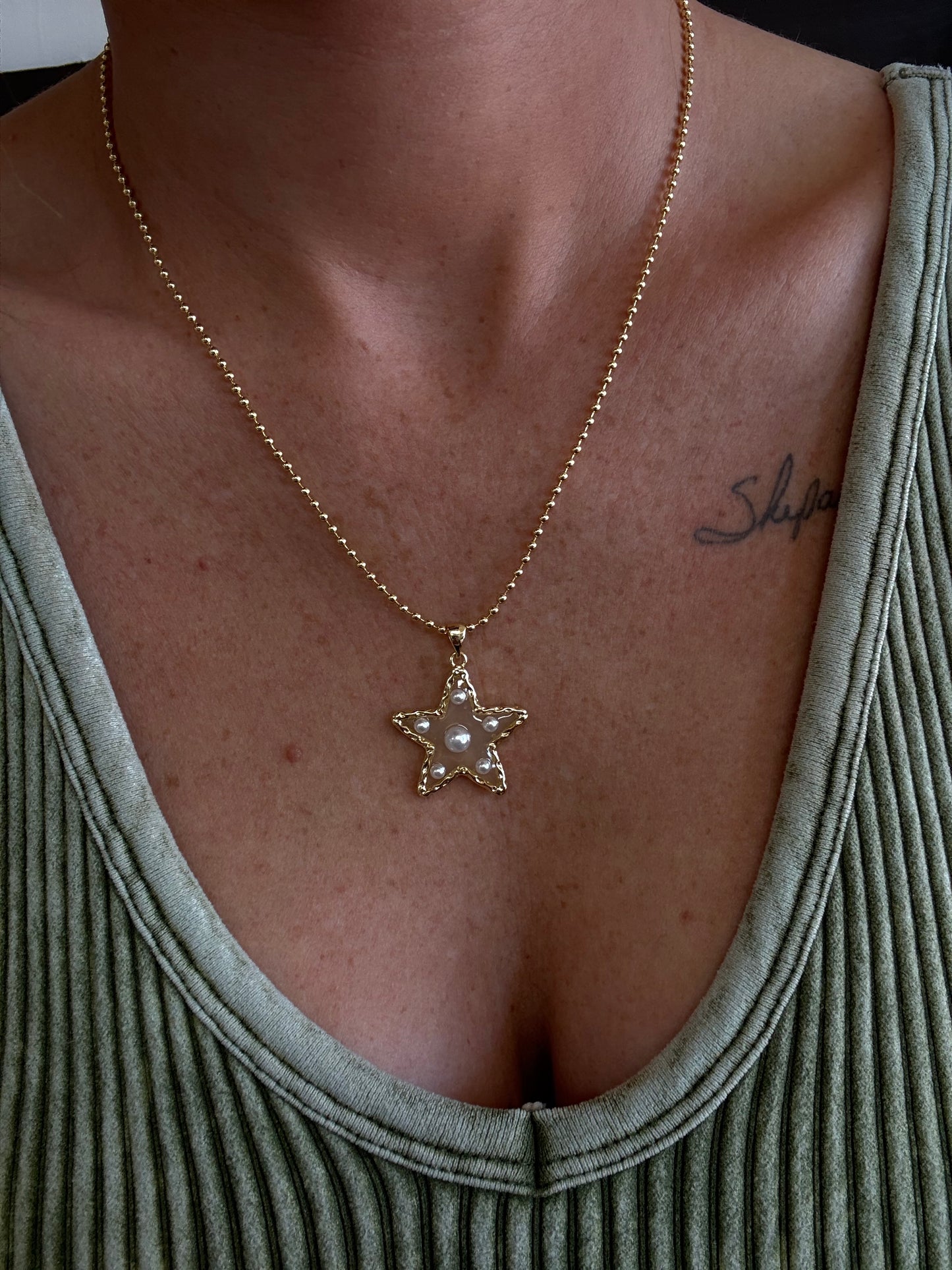 Beaded Necklace with Star Pendant