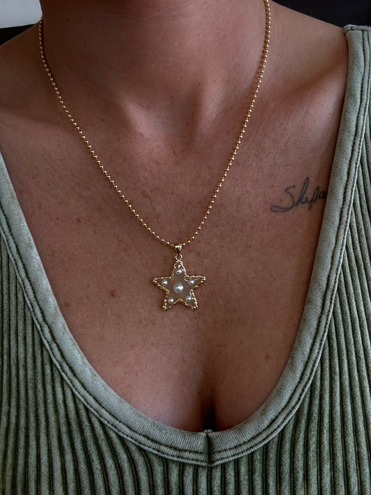 Beaded Necklace with Star Pendant