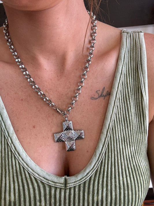 Chunky Cross Pendant Necklace