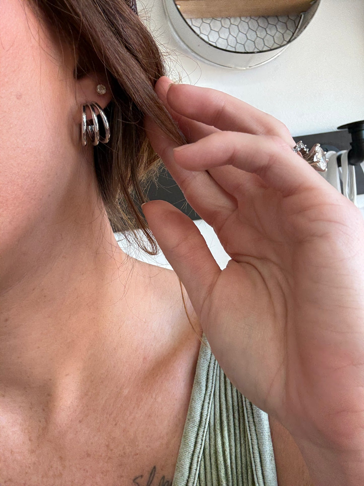 Gold Plated Three Hoop Earrings