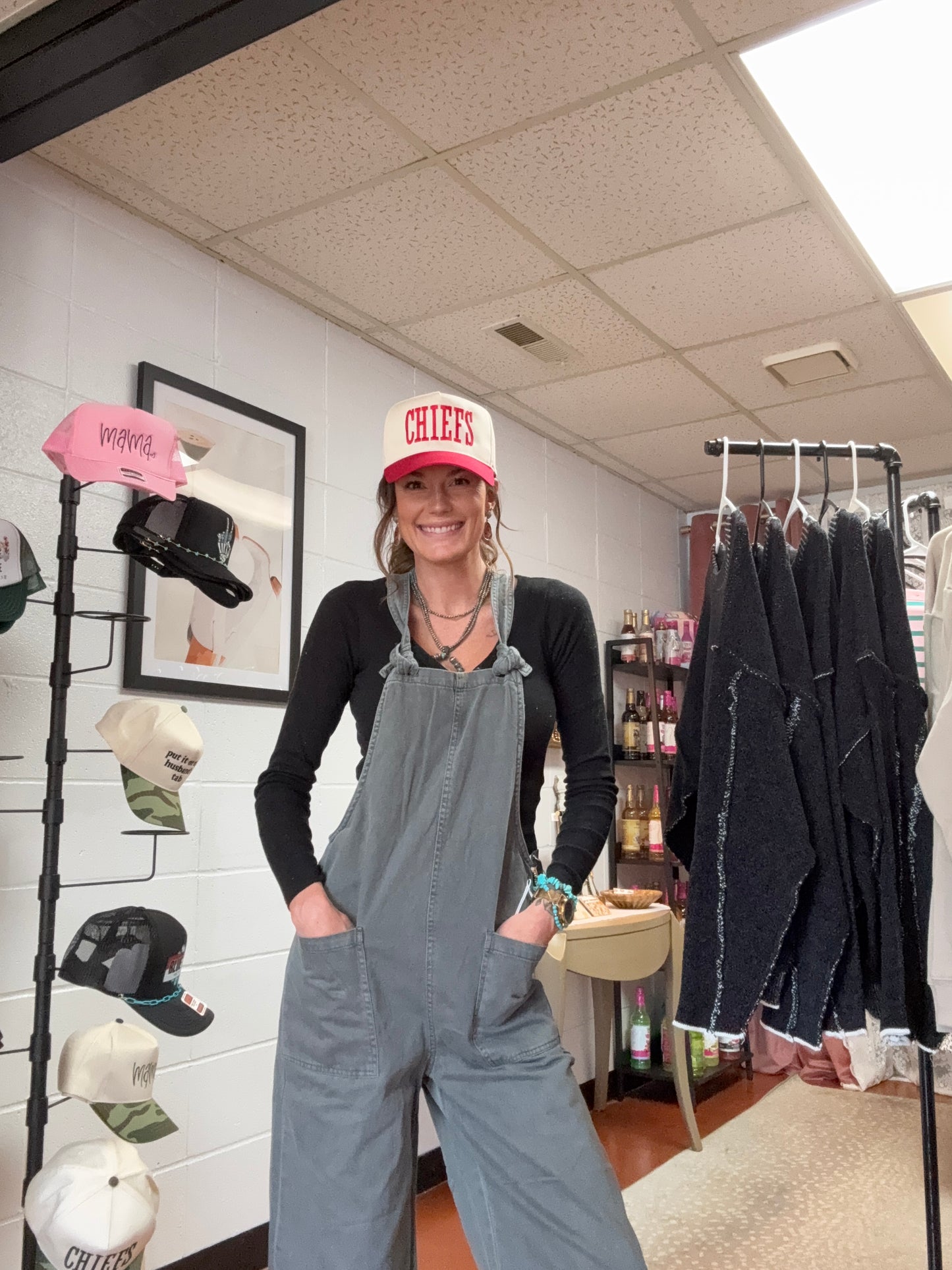 Washed Knot Strap Jumpsuit-Ash Black