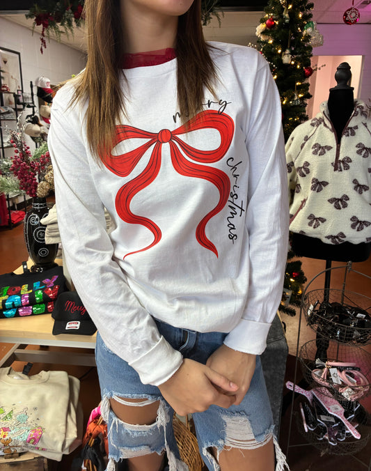 Holiday Ribbon Long Sleeve Tee
