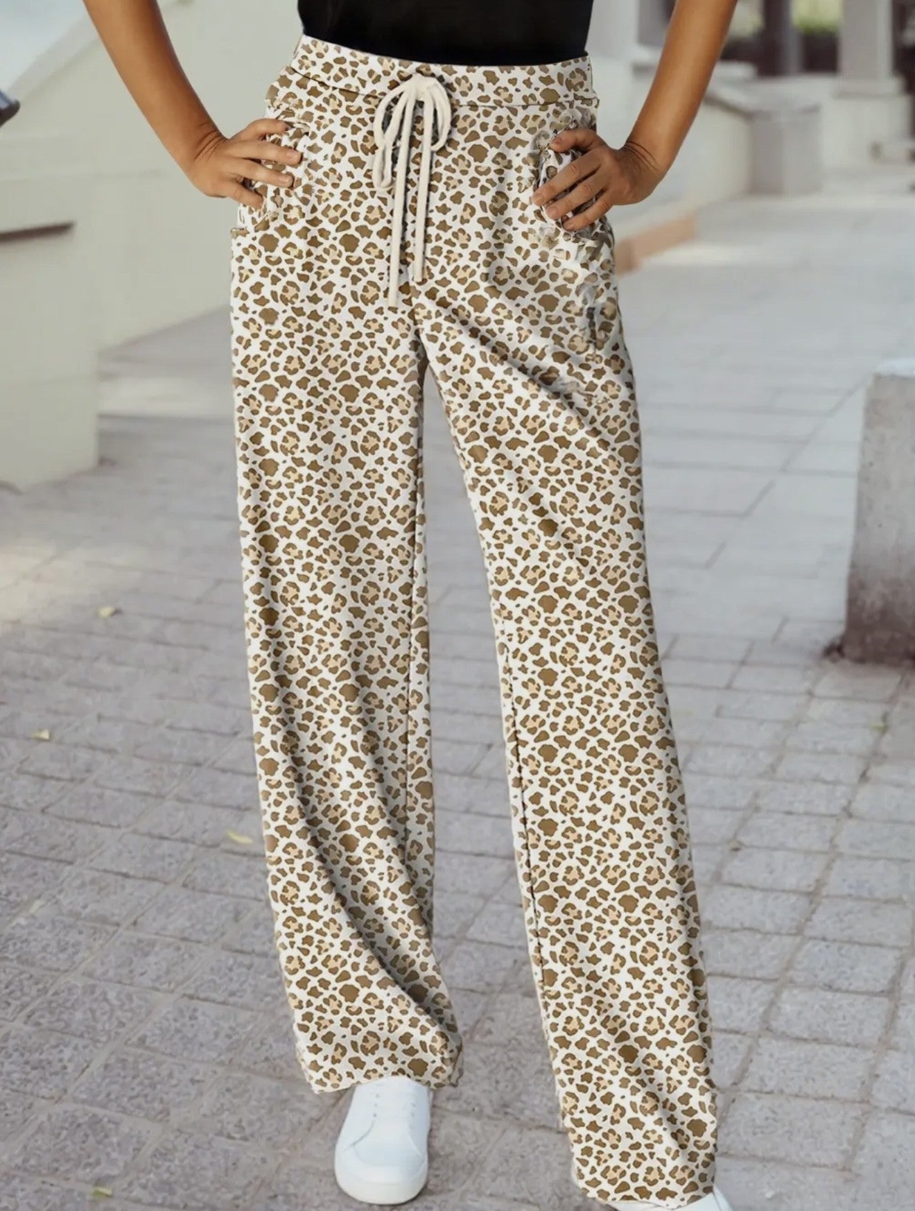 Leopard Drawstring Loose Pants