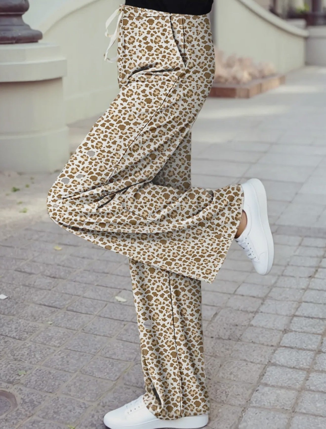 Leopard Drawstring Loose Pants