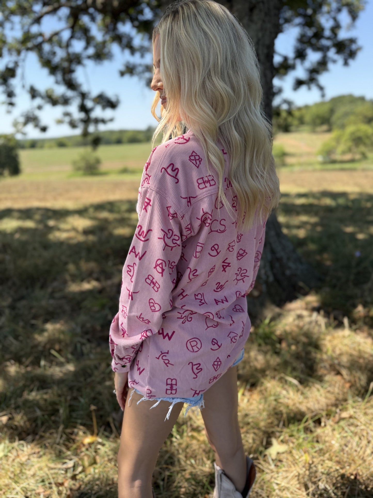 Print Branded Corduroy Shacket