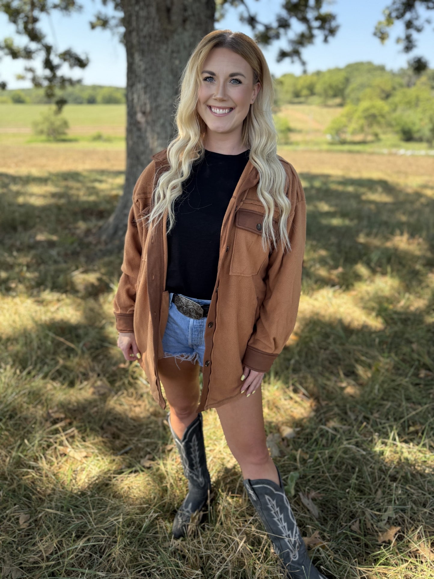 Soft Brushed Button-Down Fleece Shacket