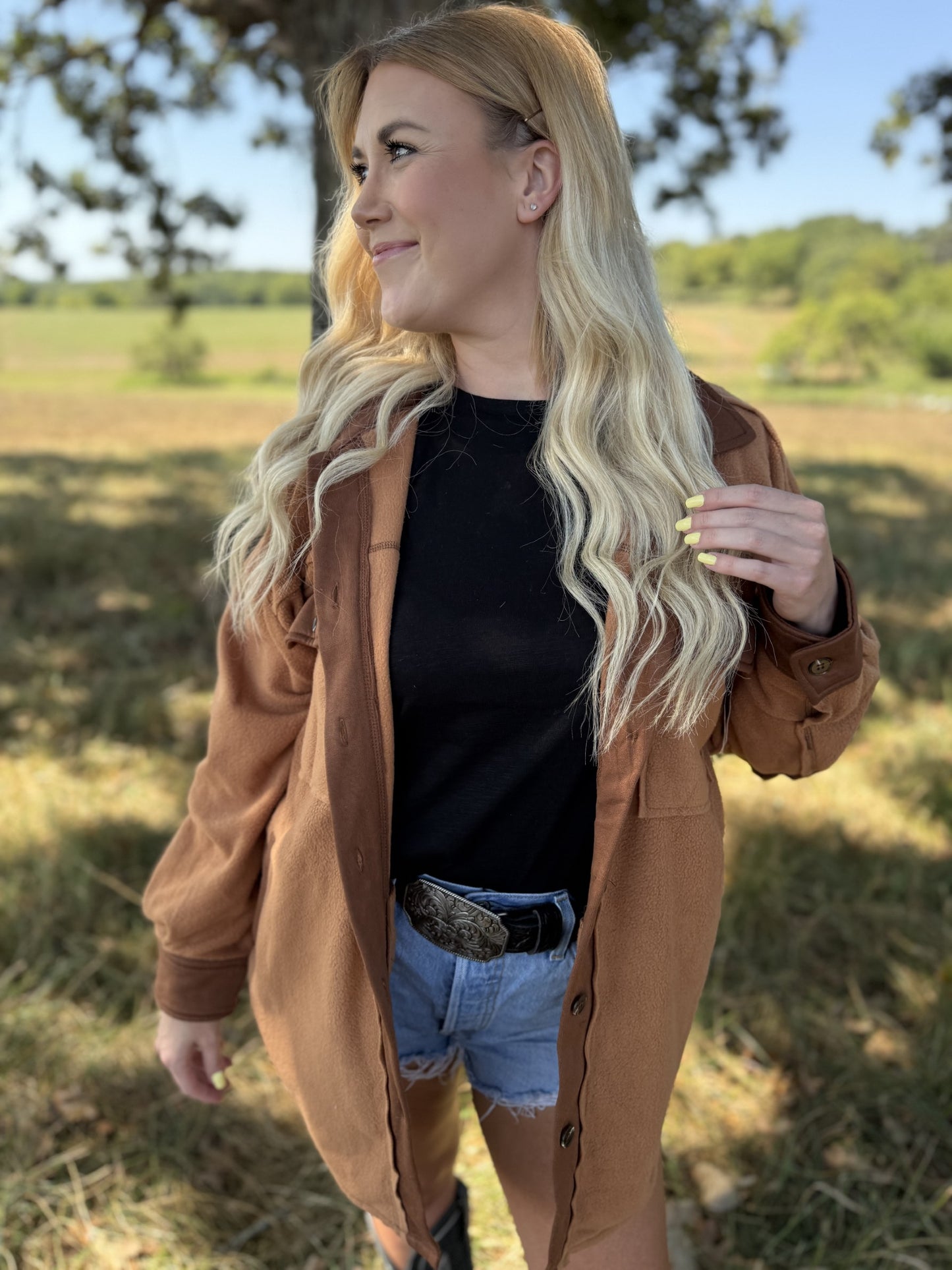 Soft Brushed Button-Down Fleece Shacket