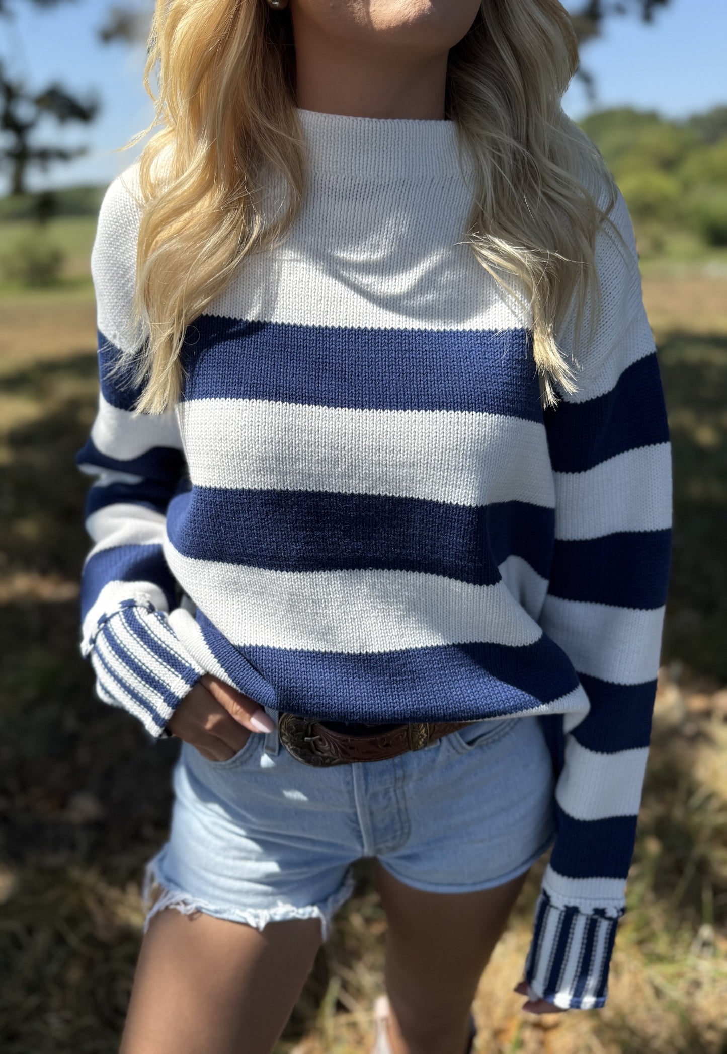 Striped Sweater- Navy