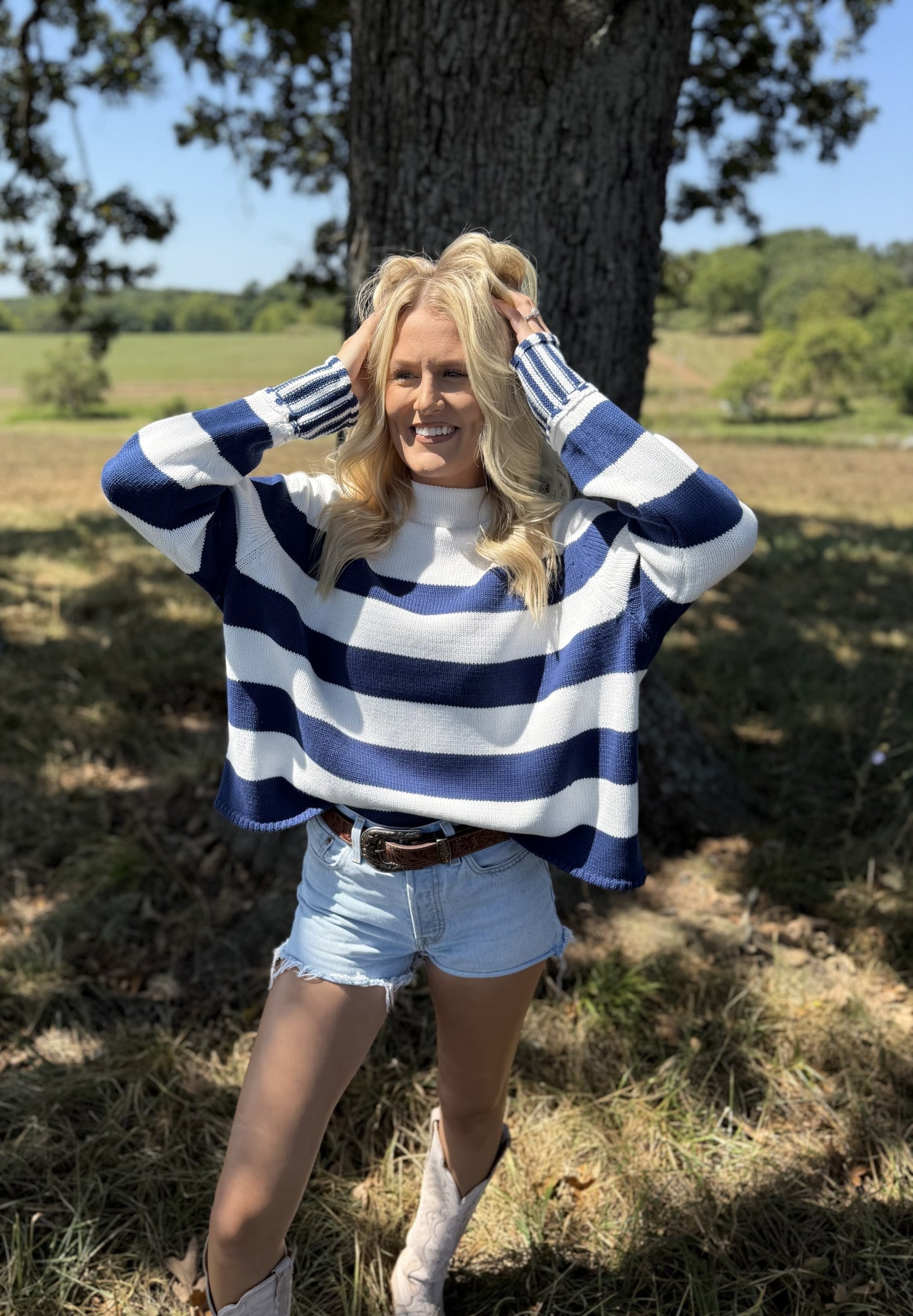 Striped Sweater- Navy