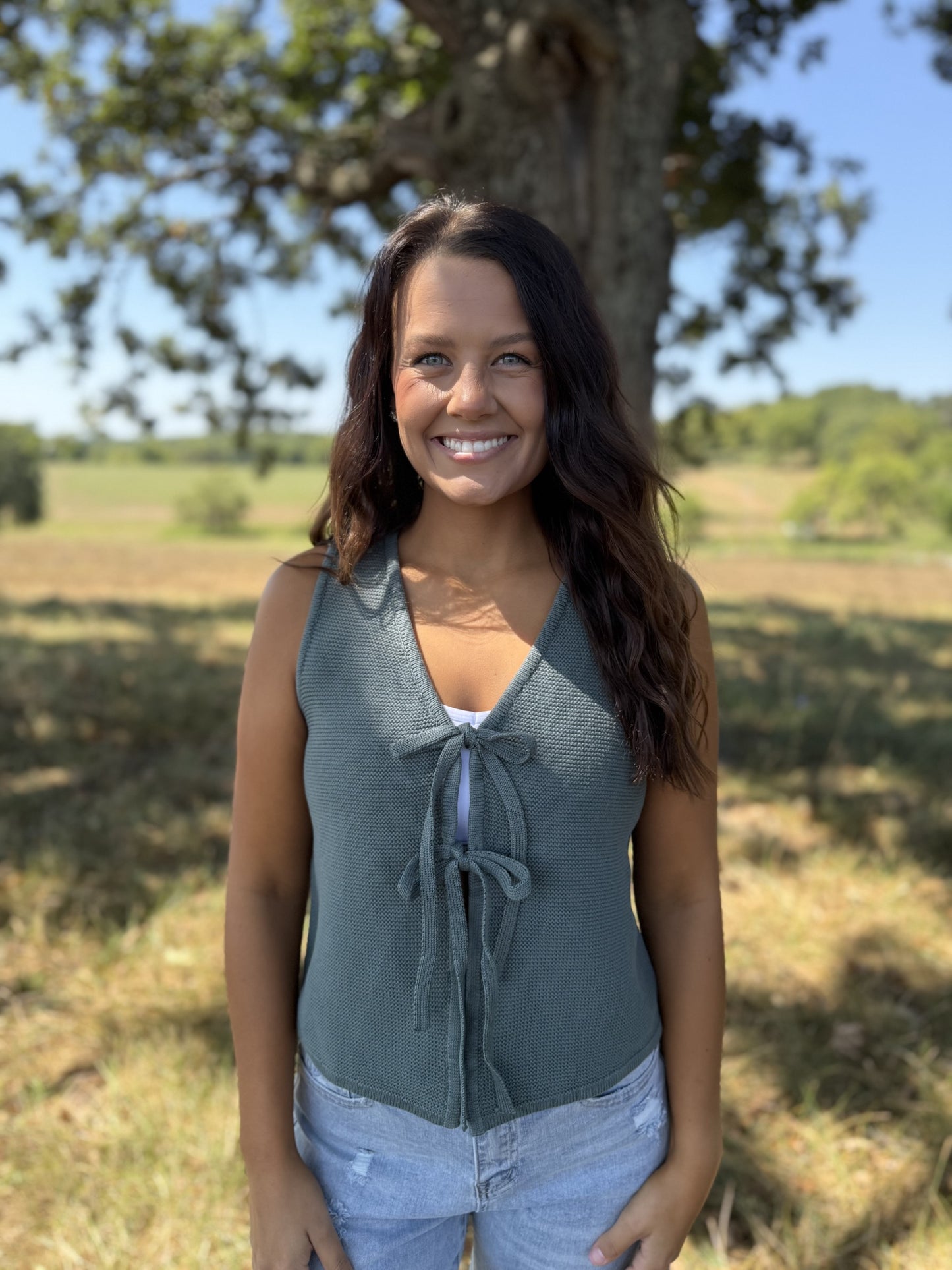 Tie Front Sweater Vest