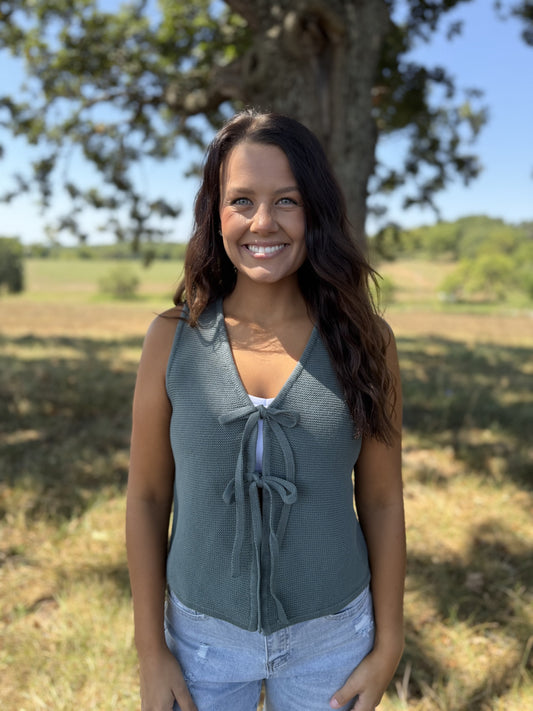Tie Front Sweater Vest