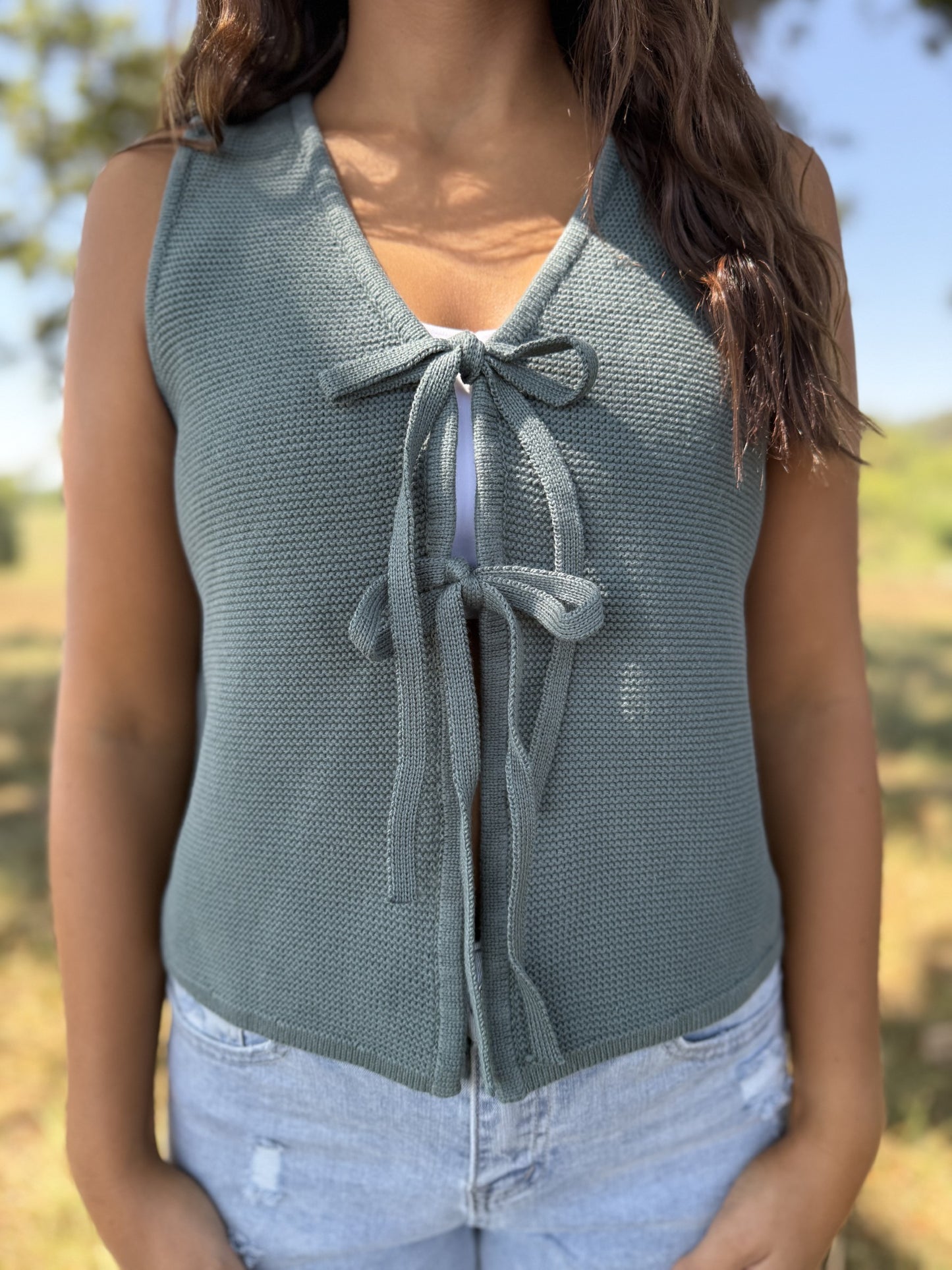 Tie Front Sweater Vest