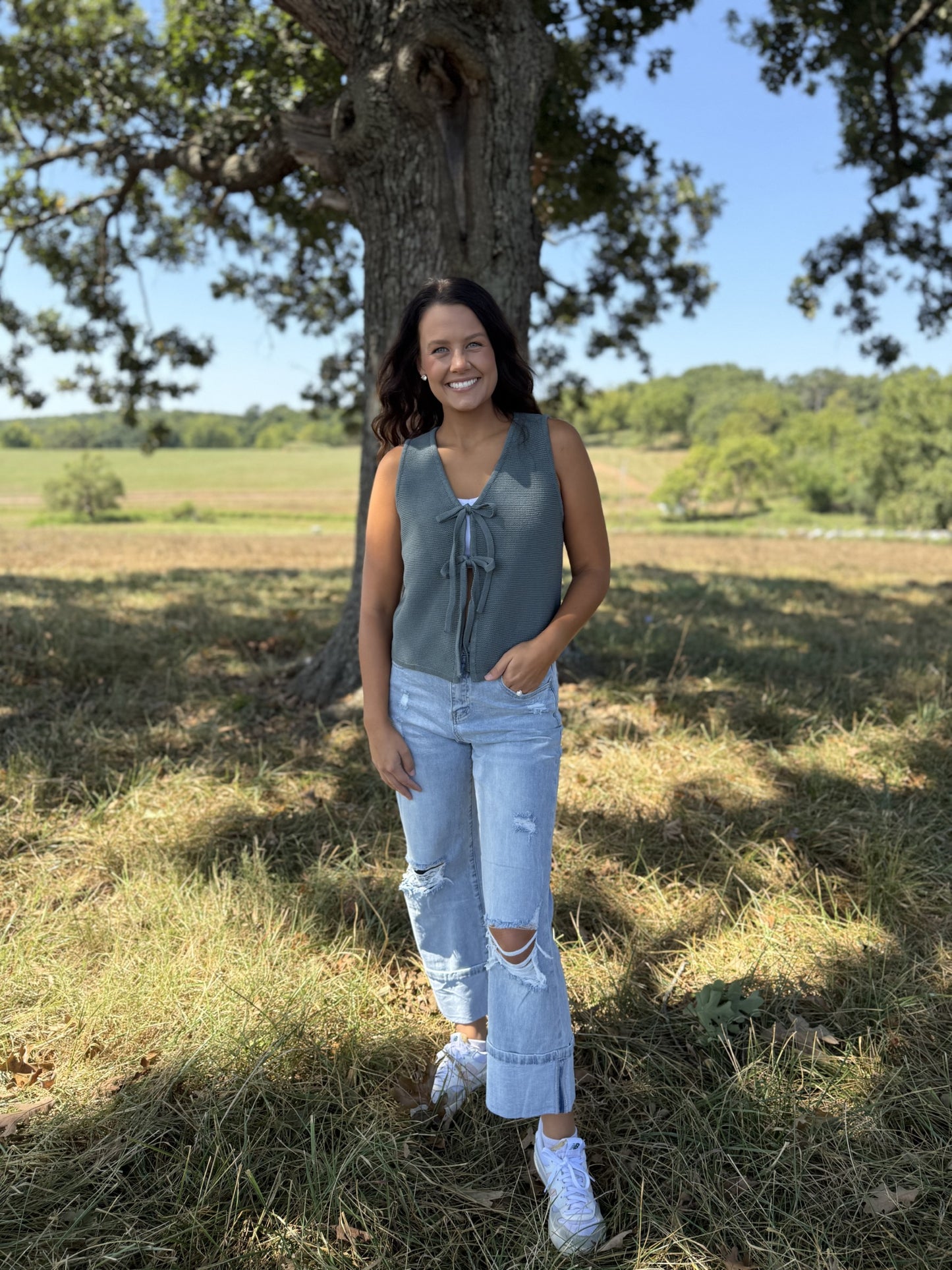 Tie Front Sweater Vest