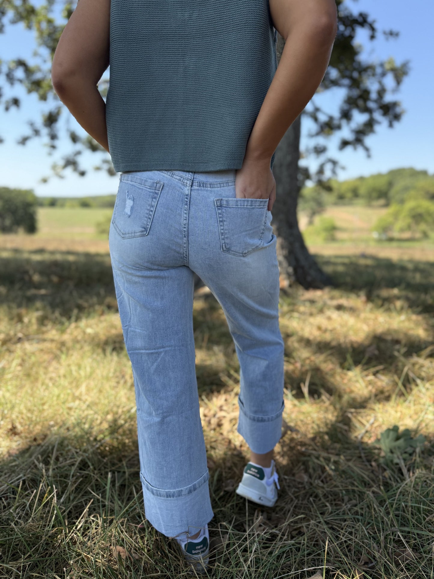 Light Wash Distressed Flare Jeans