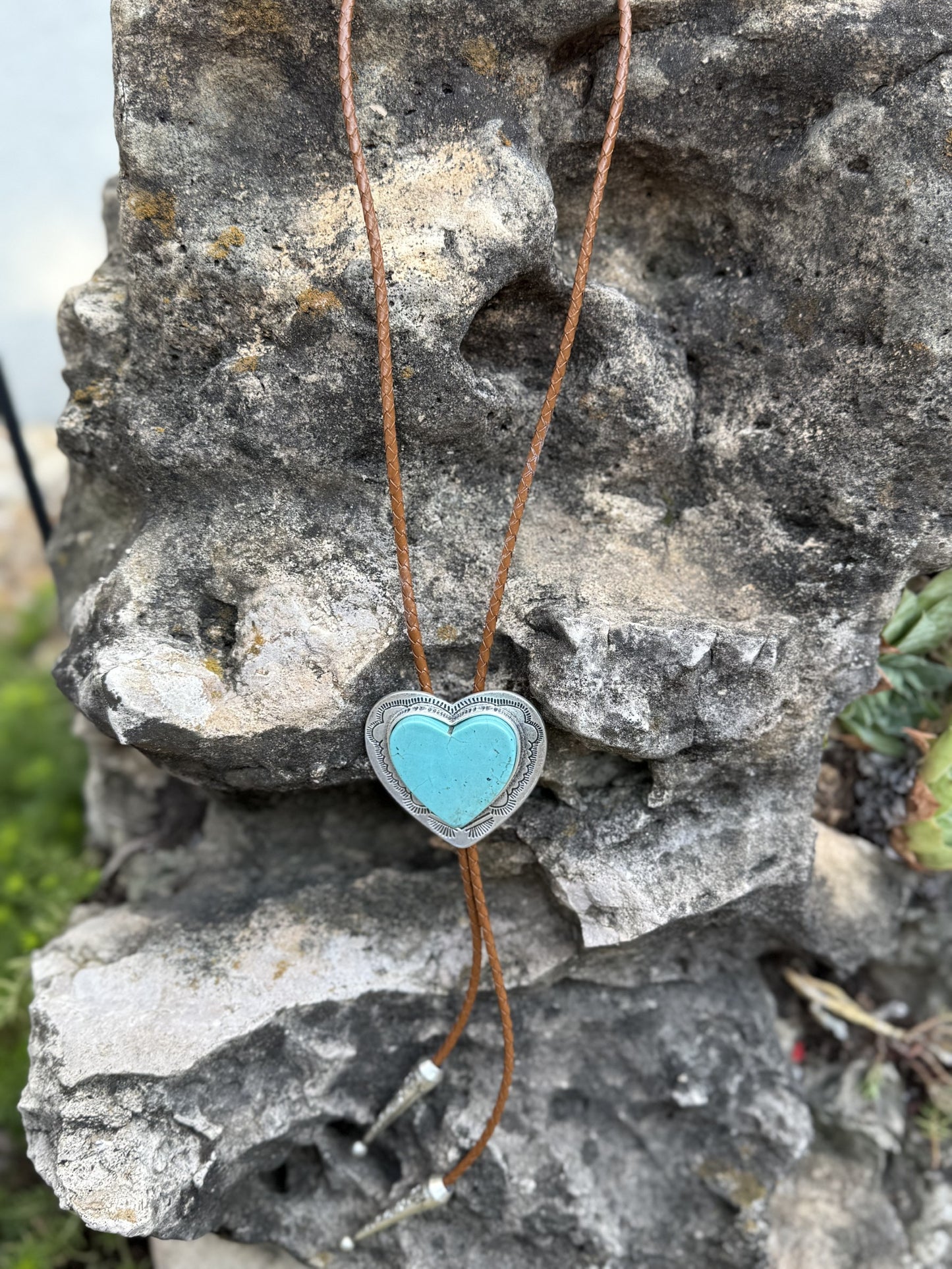 Turquoise Heart Bolo Necklace