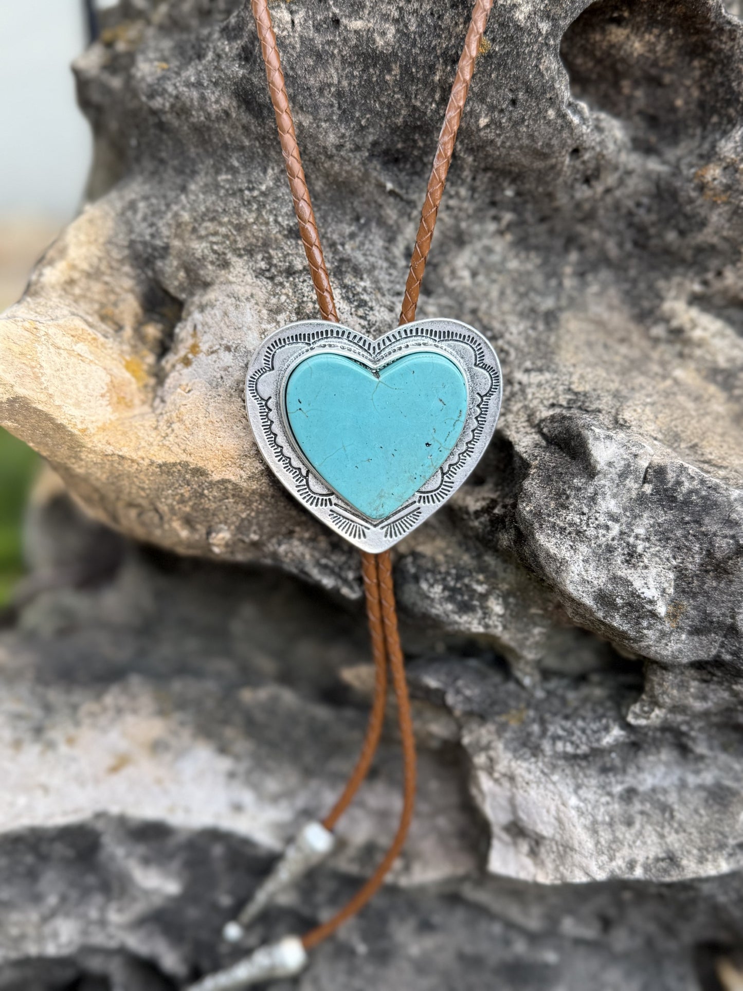 Turquoise Heart Bolo Necklace