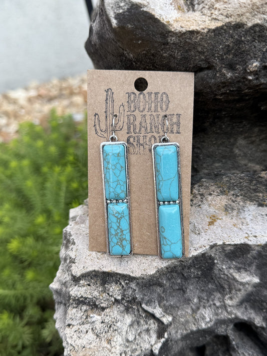 Turquoise Stone Bar Earrings