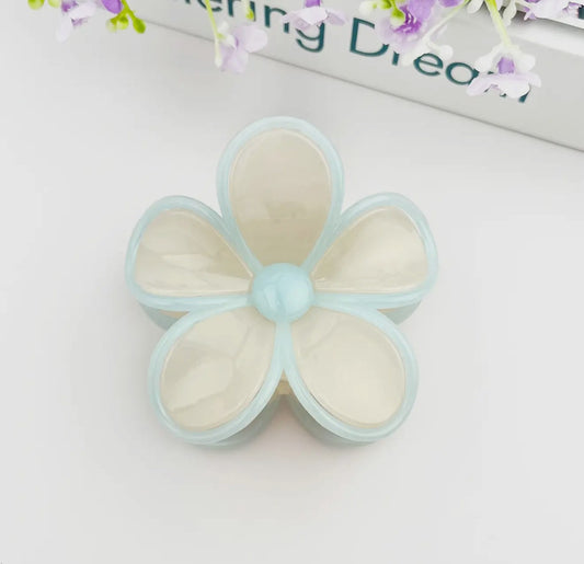 Two Color Plumeria Claw Clip-Blue