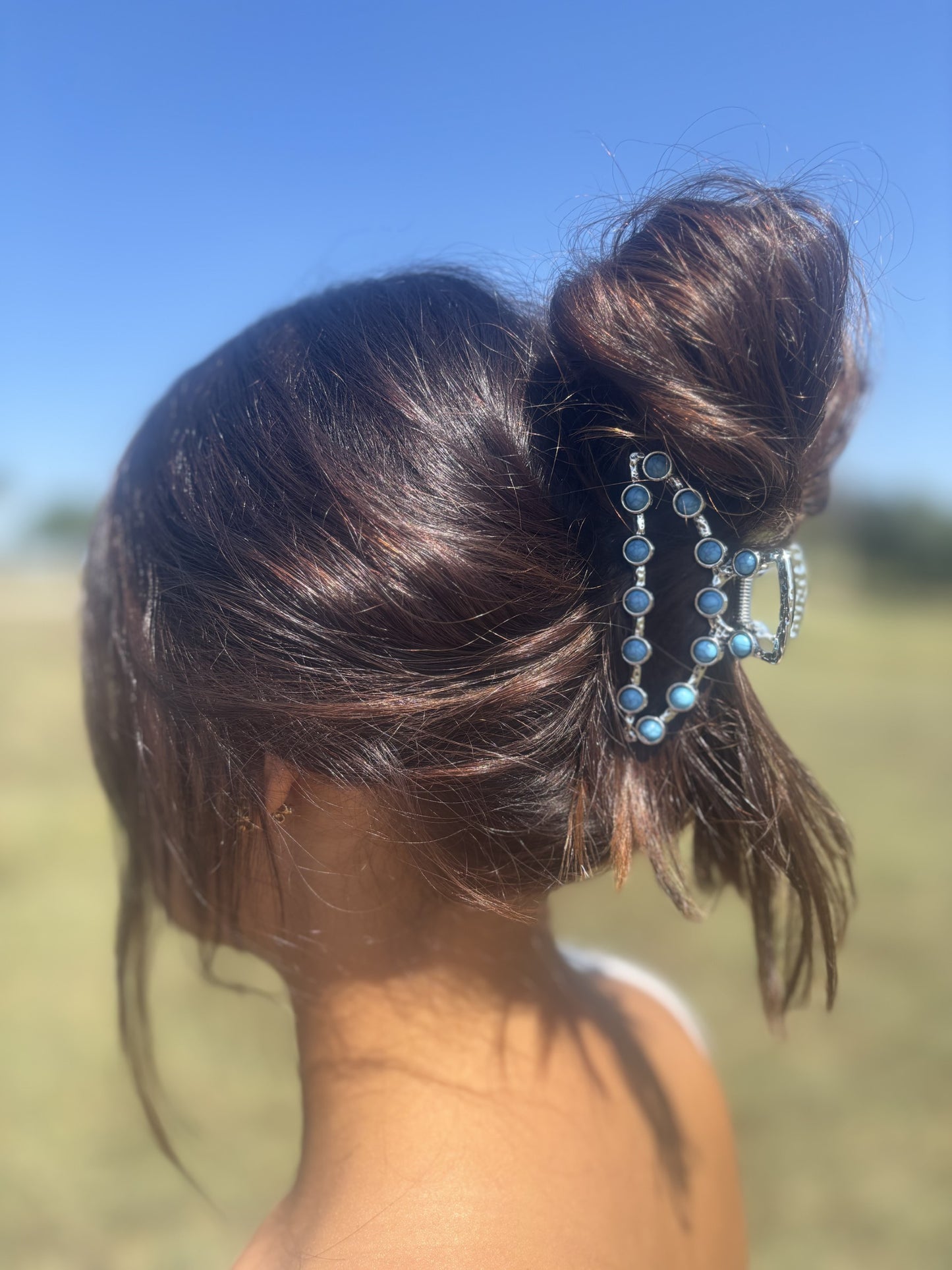 Vintage Turquoise Hair Clip-Silver