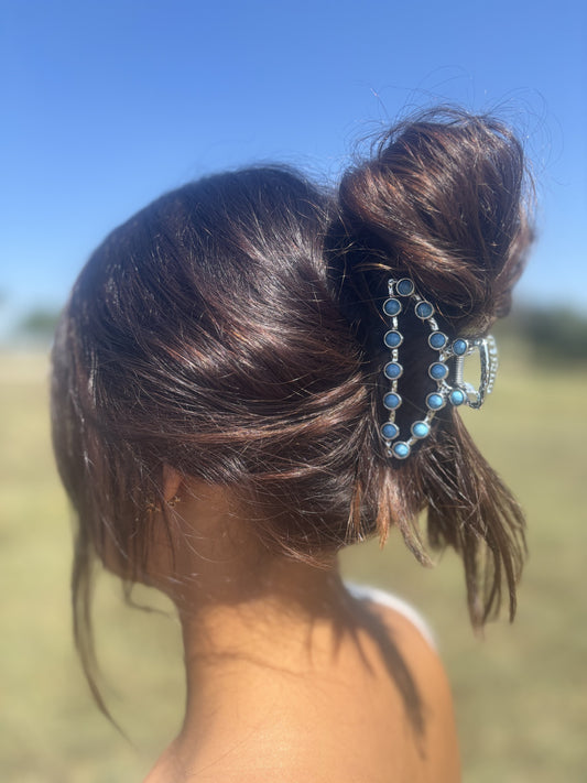 Vintage Turquoise Hair Clip-Silver