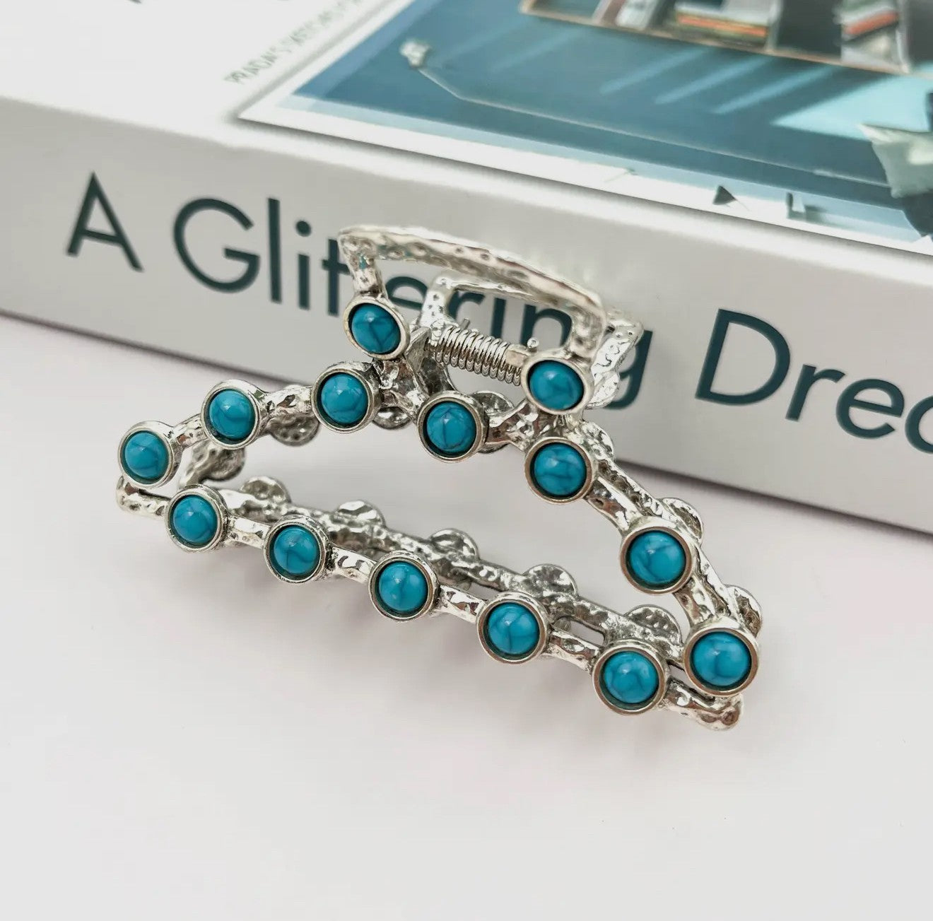 Vintage Turquoise Hair Clip-Silver