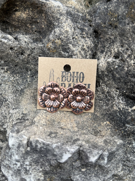 Western Style Flower Stud Earrings