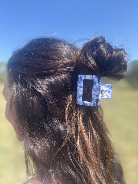 Blue and White Claw Clip-Small